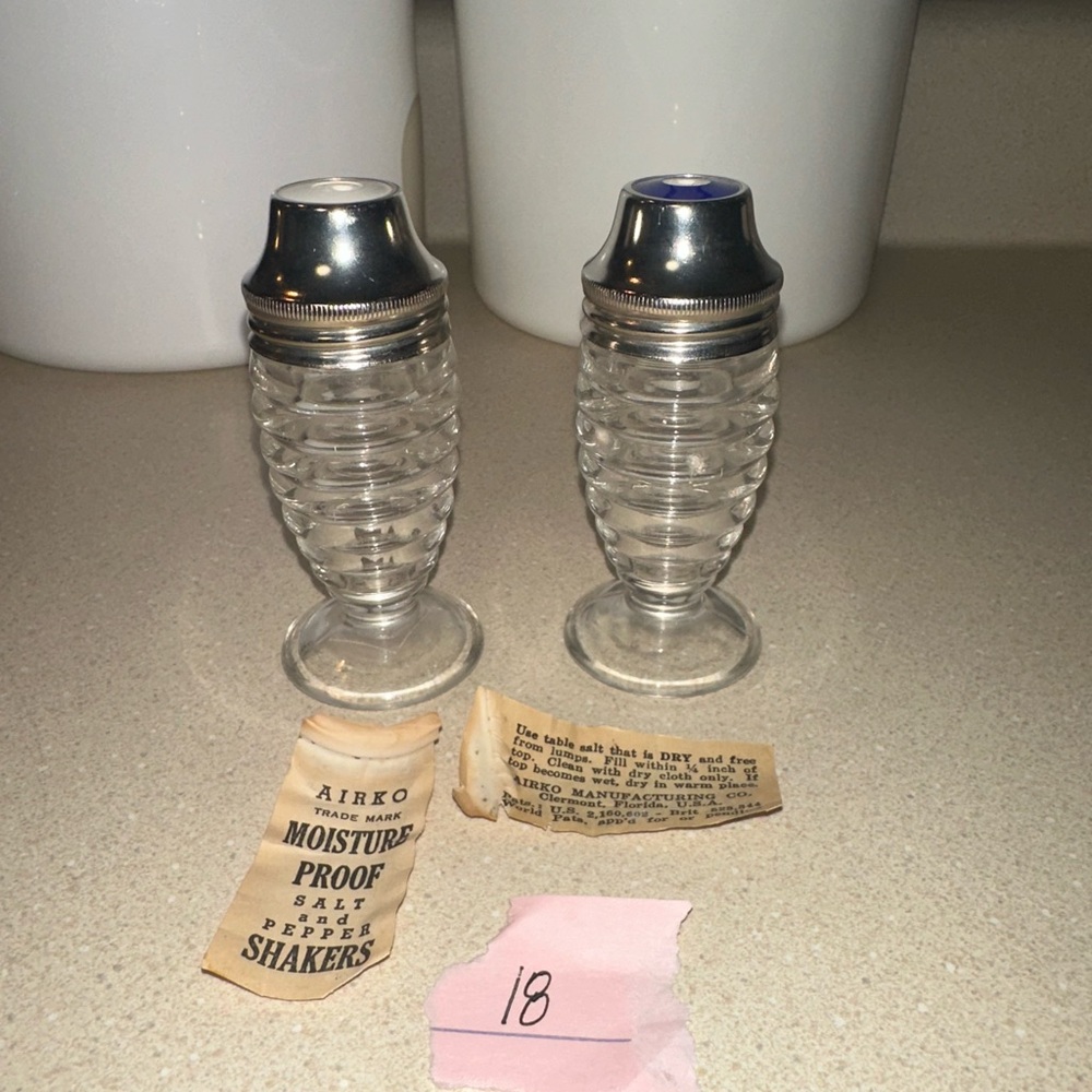 Silver and Clear Salt and Pepper Shakers